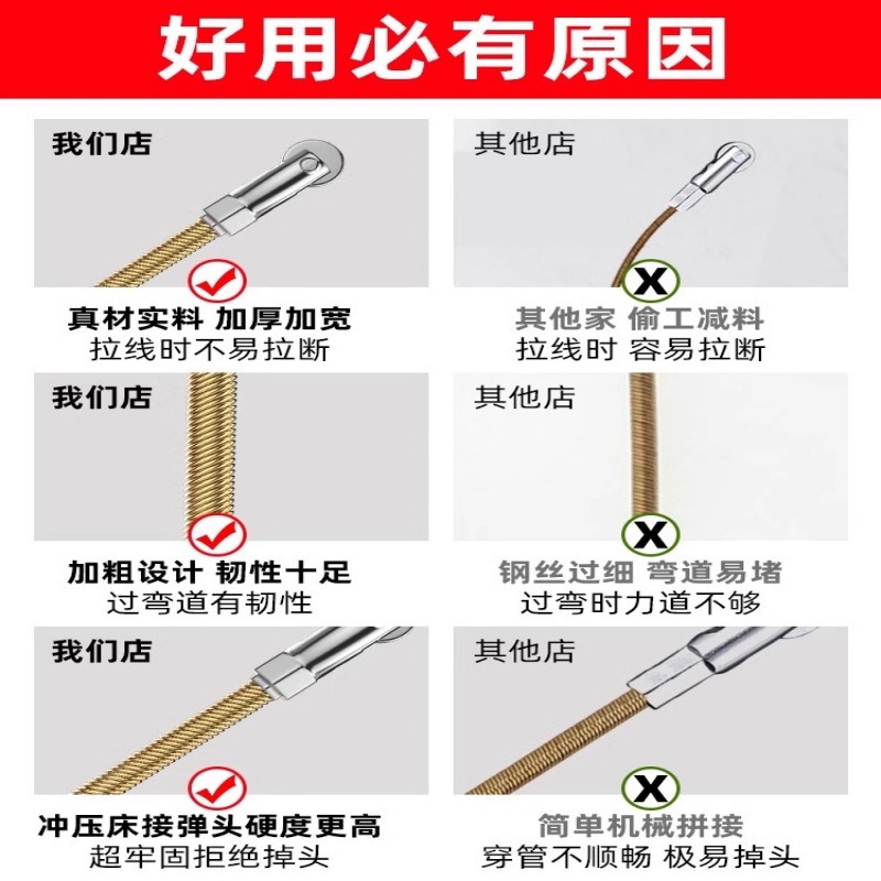 穿线神器新款穿线器拉线电工专用穿线钢丝穿管器引线器串线弹簧 - 图3