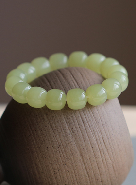 天然和田玉黄口料12mm老型手串