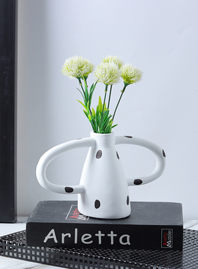 现北欧黑白波点条纹树脂花工艺品摆件家居样板房酒店会所饰品