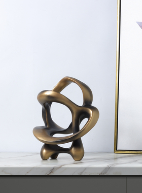 古铜做旧复古树根异形几何树脂摆件家居样板间软装饰品