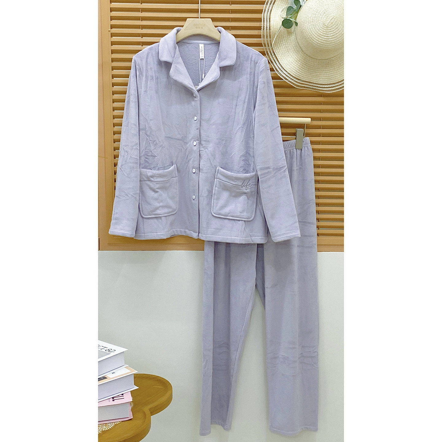 Andula pajamas 2025 deep autumn simple plain Australian plush long-sleeved trousers fashionable casual women's home wear set
