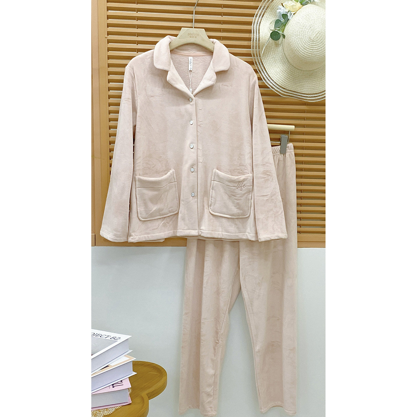 Andula pajamas 2025 deep autumn simple plain Australian plush long-sleeved trousers fashionable casual women's home wear set
