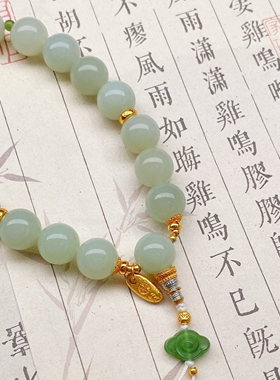 天然正品和田玉祥云十八子手持女士手链手串玉石手饰佛珠18念珠
