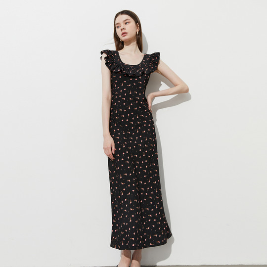 DPLAY small flying sleeve floral long dress