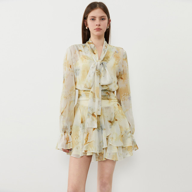 DPLAY lace-up waist smocked dress