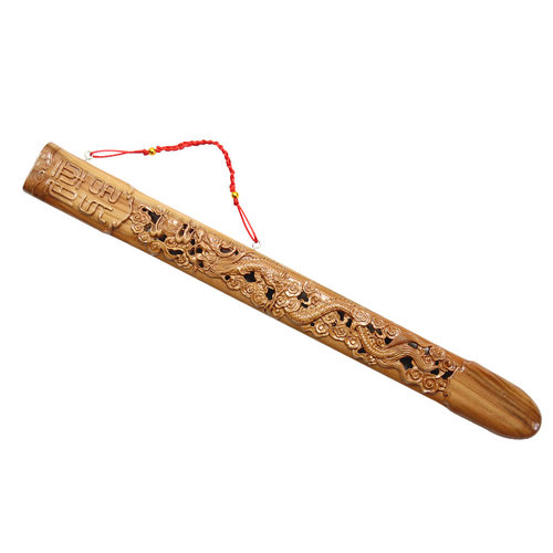 泰山福缘阁 双面雕刻单龙戏珠桃木剑挂件 吉祥70cm - 图2