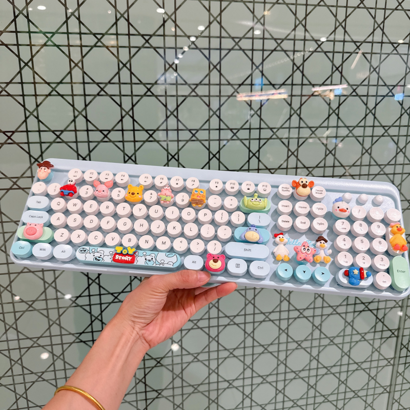 多巴胺DIY叮当猫鼠标键盘无线女生可爱卡通M豆键盘无线键鼠套装,淘宝优惠券,粉丝福利购,淘宝优惠卷