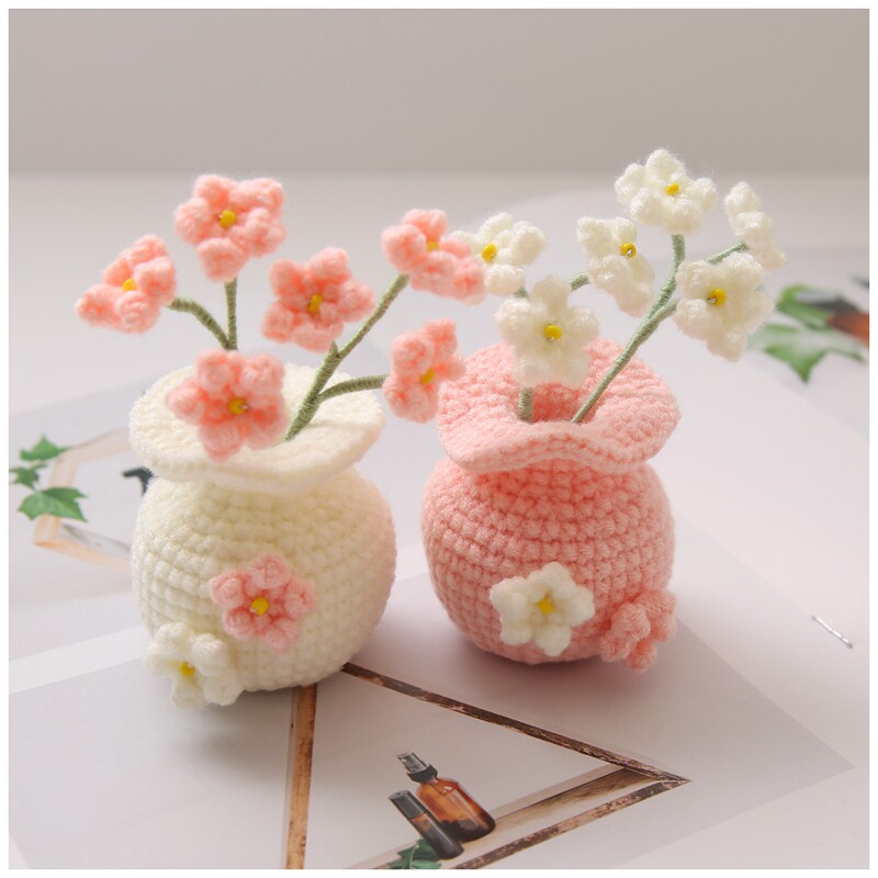 满天星花瓶车载桌面摆件牛奶棉毛线钩针diy手工编织花束自制礼物,淘宝优惠券,粉丝福利购,淘宝优惠卷