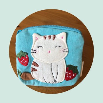 Clearance cat cloth bag cute cotton pure handmade cartoon cat coin purse coin bag medium bag card bag