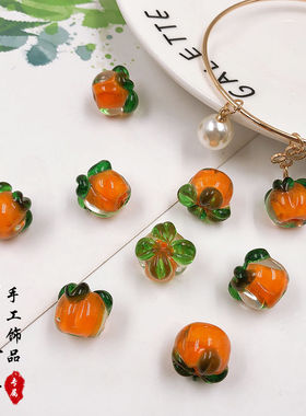 琉璃少女风橘色森系项链发饰