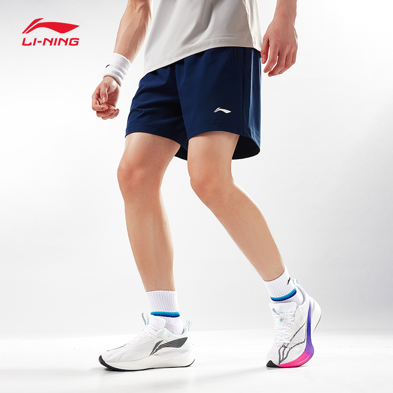 李宁五分短裤25夏男子青少年宽松舒适透气速干印花运动裤AAPU227 - 图0