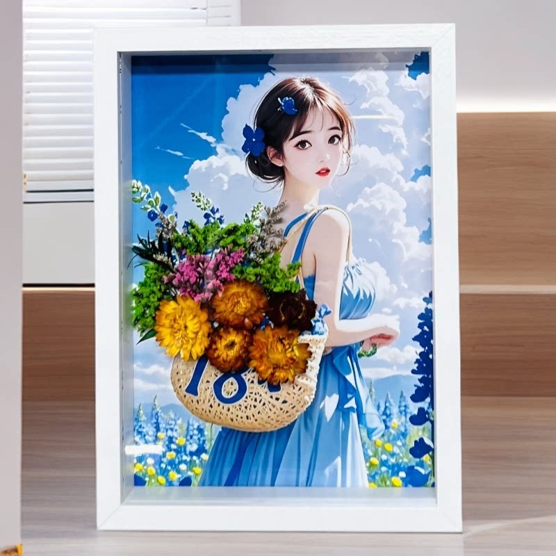 永生花相框成品手工创意摆件客厅春节马年发财装饰画送女友长辈