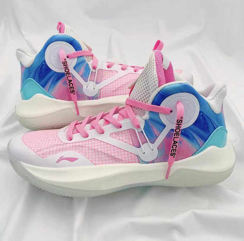 适配音速9team冰淇淋 糖果扎染紫粉腰果花渐变鞋带马卡龙鸳鸯鞋绳