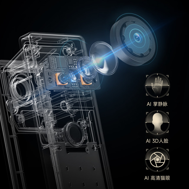 Haier Electronics Smart Door Lock Palm Vein Face Recognition Cat Eye ຫນ້າຈໍຂະຫນາດໃຫຍ່ Fingerprint ລະຫັດຜ່ານ Lock P350 Series