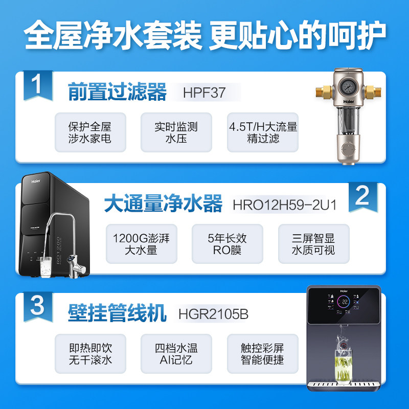 海尔家用自来水官方1200g净水器 海尔净水器