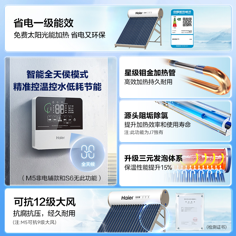 Haier solar water heater photoelectric dual-purpose household vacuum tube delivery J7