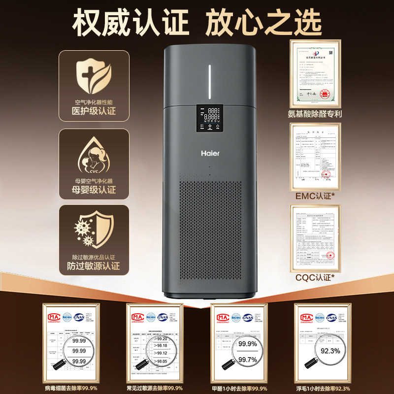 【新品】海尔加湿空气净化器一体机家用除甲醛菌猫过敏原无雾轻音