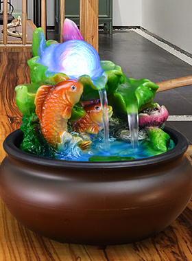 玉白菜聚福招财摆件循环流水喷泉风水球家居装饰品办公室桌面摆设