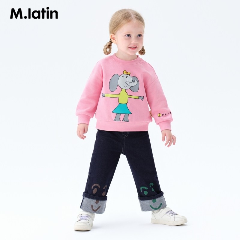 【商场同款】马拉丁童装儿童卫衣秋女小童甜美粉色圆领卫衣,淘宝优惠券,粉丝福利购,淘宝优惠卷