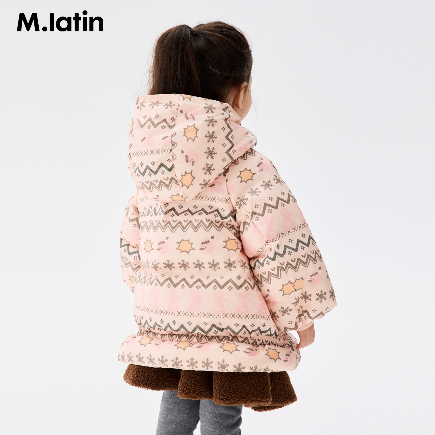 马拉丁儿童羽绒服25冬装新款女小童娃娃裙费尔岛印花中长羽绒服,淘宝优惠券,粉丝福利购,淘宝优惠卷
