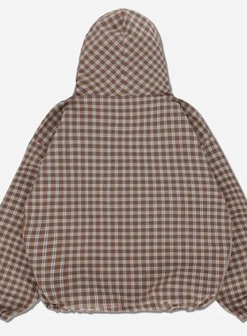 Japanese Retro Half  Men's Mountain Checkered Hoodie Hoodie