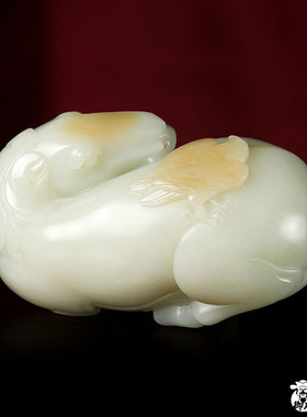 御府新疆和田玉料籽料马上赢钱手工雕刻玉手把件把玩件摆件