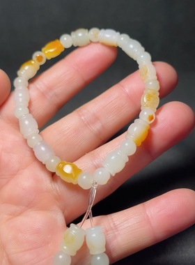 天然新疆和田玉白玉籽料手链手串16.4 克