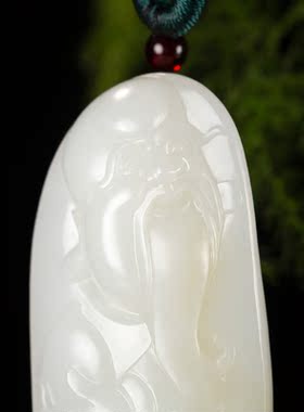 新疆和田玉黄皮白玉籽玉把件寿星52.4克男款天然籽料玉石