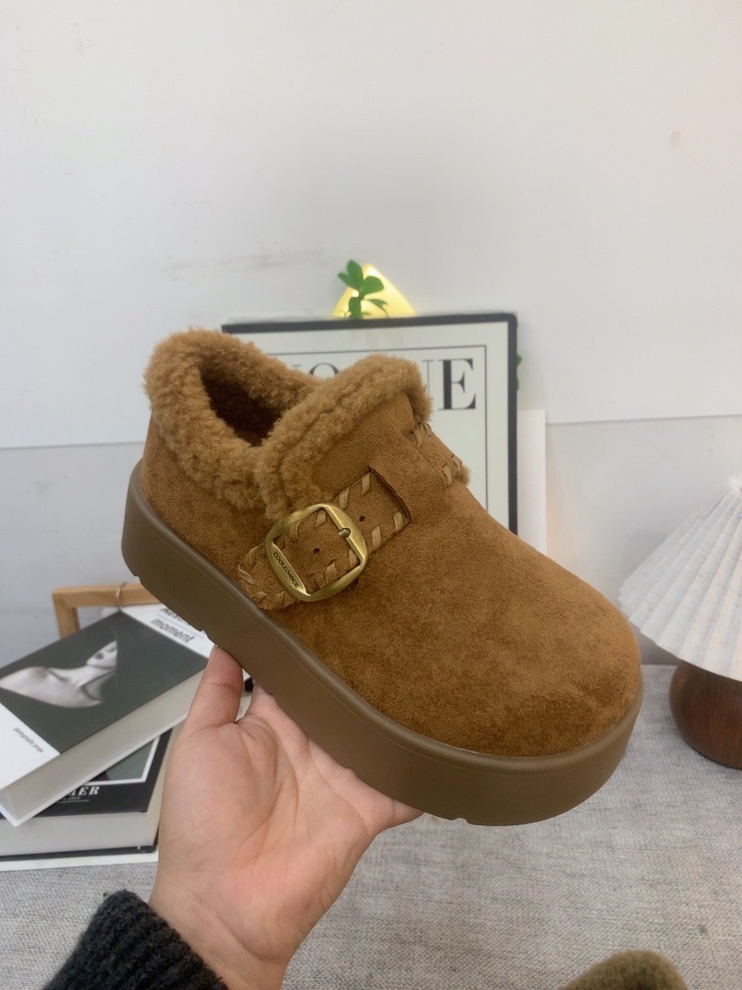 厚底增高全包加绒勃肯鞋女2025秋冬一脚蹬毛毛棉鞋保暖加厚雪地靴,淘宝优惠券,粉丝福利购,淘宝优惠卷