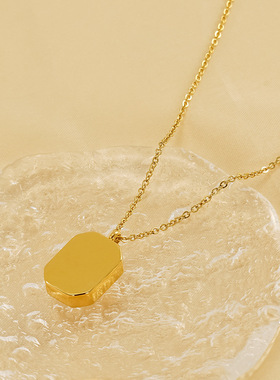 金色方糖项链女轻奢小众颈链