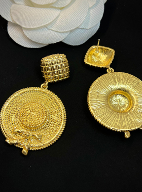 中古Vintage法式华夫饼耳钉