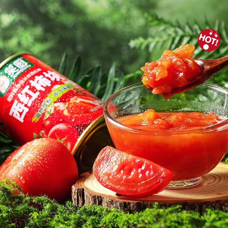 新疆特产正宗笑厨西红柿块番茄酱新鲜无添加番茄丁0脂肪沙瓤家用 - 图1