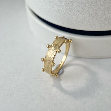 【法国进口】18K包金简约ins风手工磨砂表面手工锤纹法产时装戒指