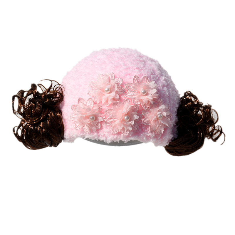 婴儿冬季帽子女宝宝毛线帽洋气可爱秋冬婴幼儿女童绒绒帽加厚保暖