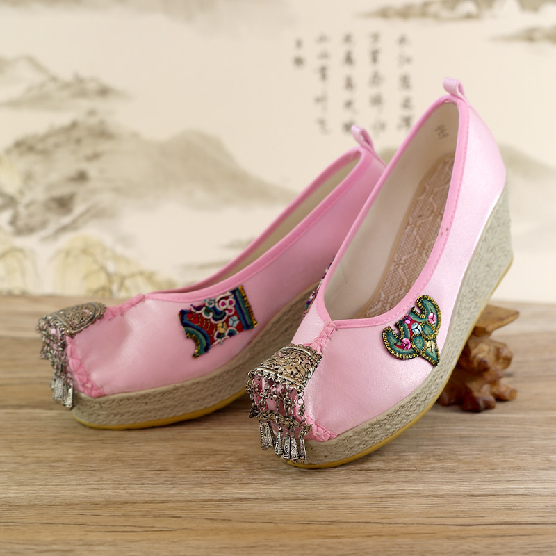 民族风女鞋春款云南绣花鞋女改良汉服鞋原创古装鞋女高跟鞋布鞋女,淘宝优惠券,粉丝福利购,淘宝优惠卷