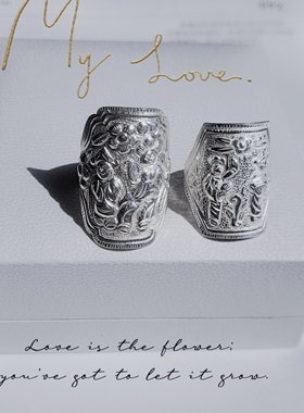 月如银足银999原创纯手工戒指