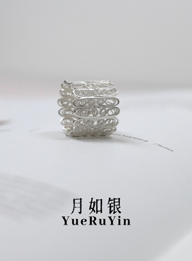 月如银女足银999原创纯手工戒指
