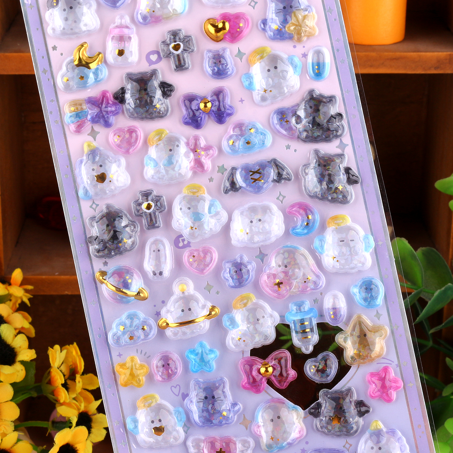 日系炫彩3D立体水晶浮雕贴画sticker可爱卡通动物手机壳装饰贴纸 - 图2