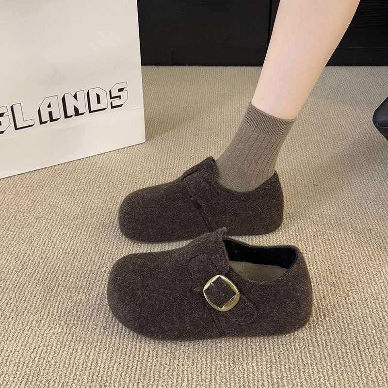 2025冬季勃肯鞋女2025冬季新款加绒内增高全包毛呢一脚蹬保暖棉鞋,淘宝优惠券,粉丝福利购,淘宝优惠卷