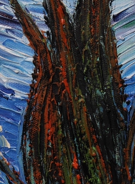 梵高星空手绘油画临摹厚肌理欧式大芬油画村客厅装饰画高档定制名