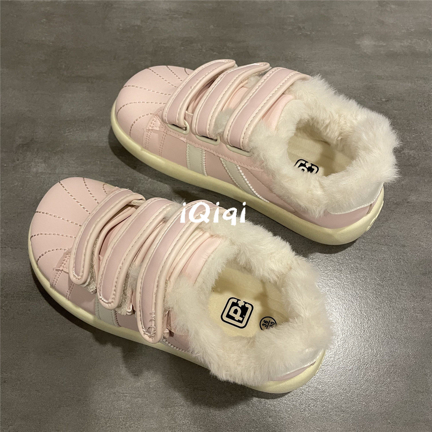 七七主人家 学生加绒棉鞋女粉色甜妹板鞋女冬季保暖魔术贴鞋子女,淘宝优惠券,粉丝福利购,淘宝优惠卷