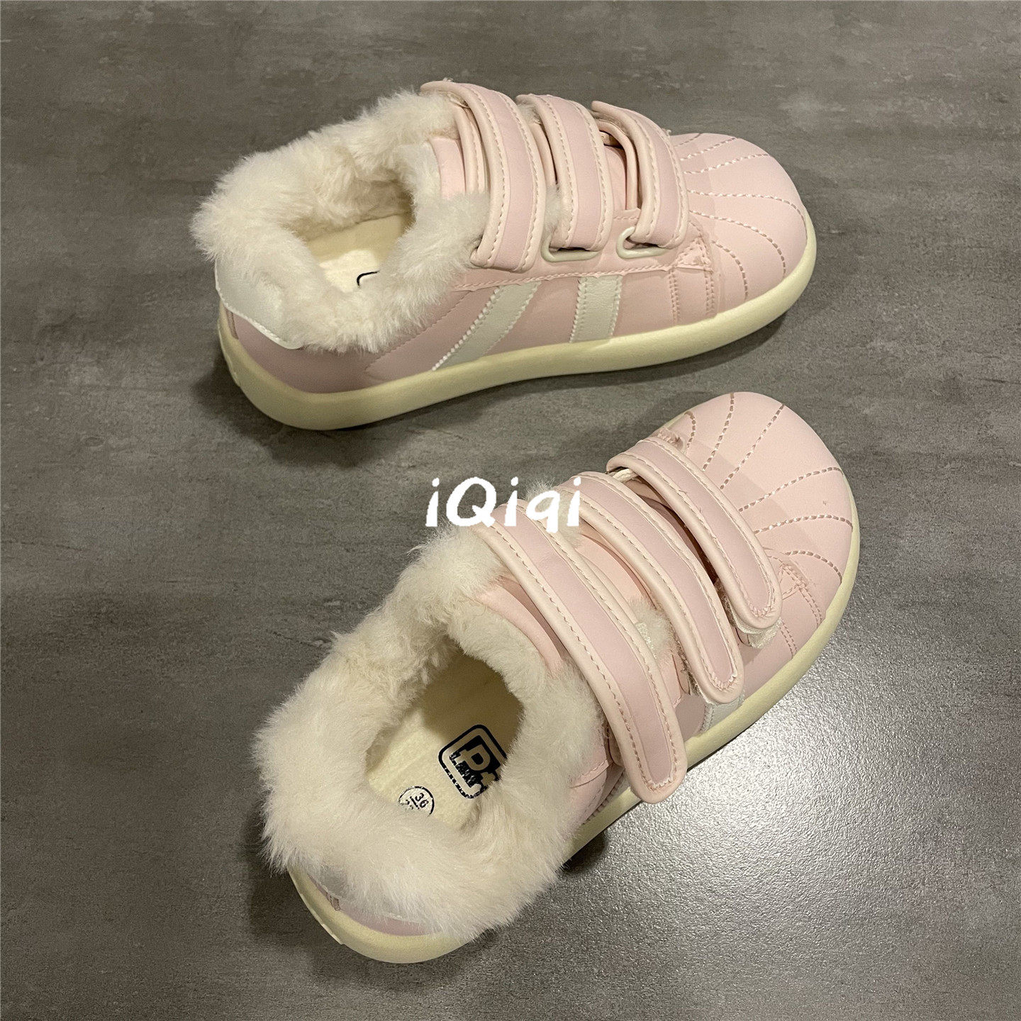 七七主人家 学生加绒棉鞋女粉色甜妹板鞋女冬季保暖魔术贴鞋子女,淘宝优惠券,粉丝福利购,淘宝优惠卷