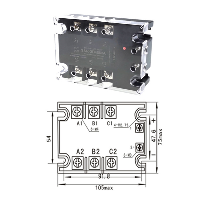 三相固态继电器40A60A80A直流控交流SSR-3D4840A380V SA3 JGX TSR-图1