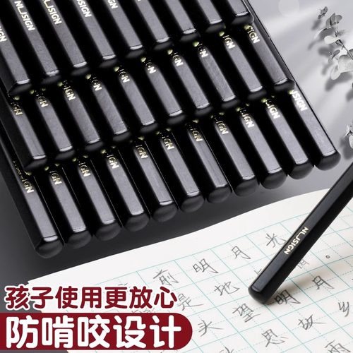 得力黑色铅笔hb小学生专用无毒一二年级黑杆2b黑木文具考试用铅芯 - 图2