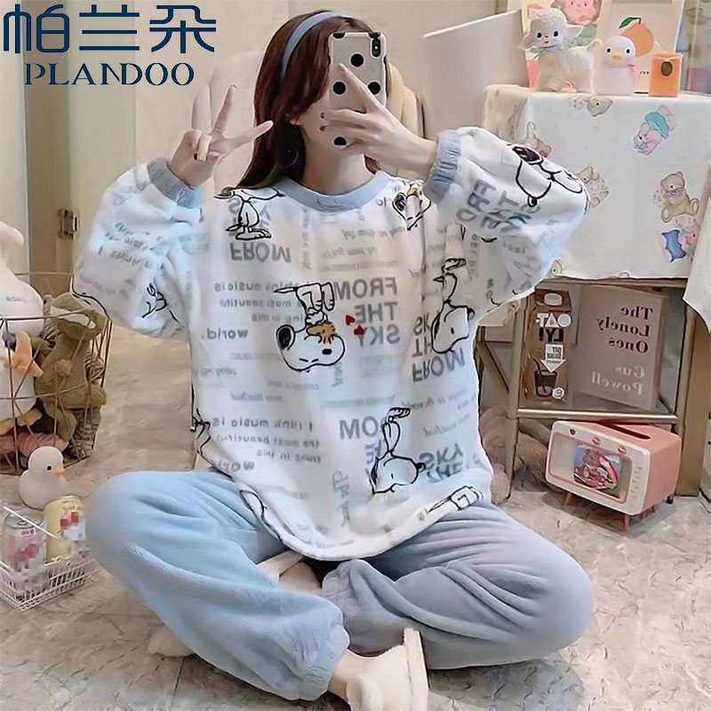 帕兰朵珊瑚绒睡衣女秋冬季加厚法兰绒可爱卡通学生家居服套装冬天_淘宝内购会_女士内衣/男士内衣/家居服-第4张图片-提都小院