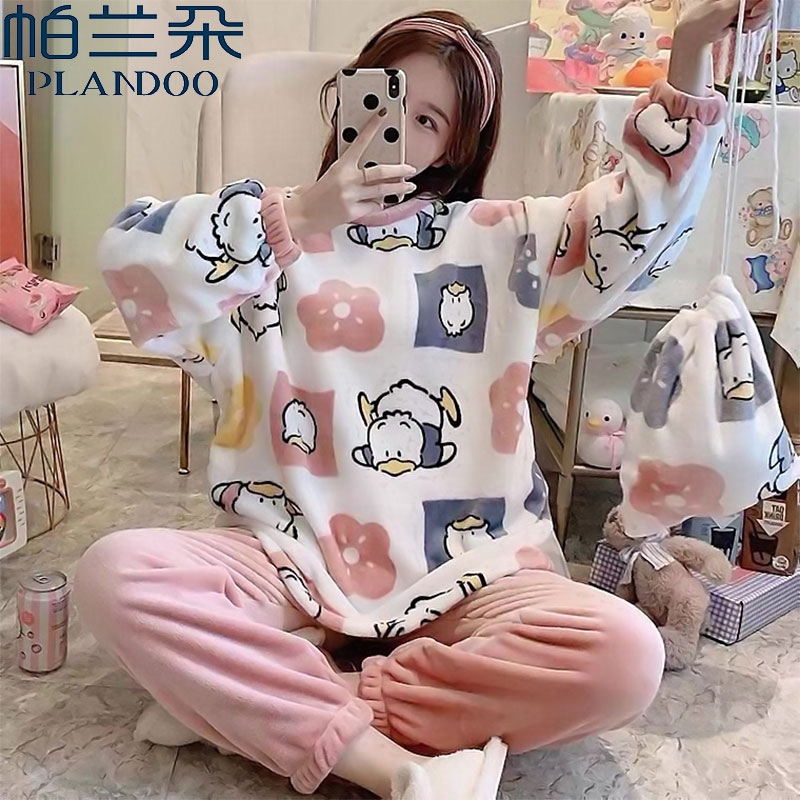 帕兰朵珊瑚绒睡衣女秋冬季加厚法兰绒可爱卡通学生家居服套装冬天_淘宝内购会_女士内衣/男士内衣/家居服-第2张图片-提都小院