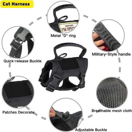 Tactical Cat Dog Harness Leash For Working Adjustable Pet V - 图0