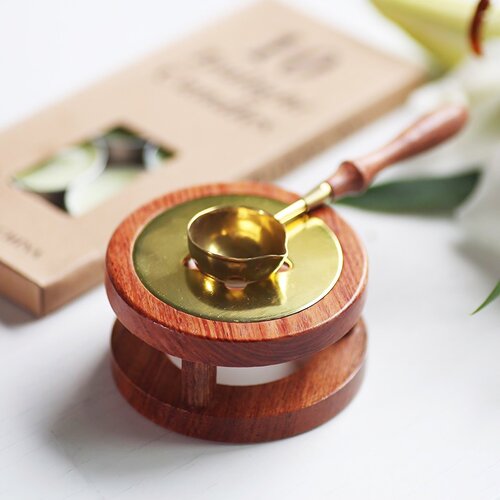 木质火漆印章小熔炉子新手工具套装手帐封印金勺子加热蜡封配件 - 图0
