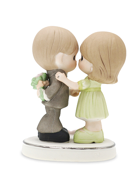 Precious Moments水滴娃娃结婚25周年纪念款爱情陶瓷装饰摆件礼物