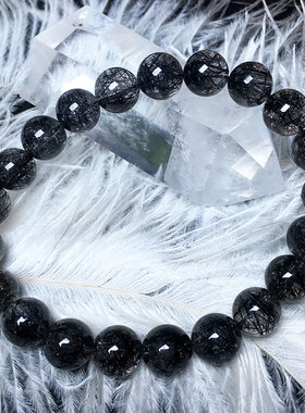 简约天然水晶黑发晶单圈手串